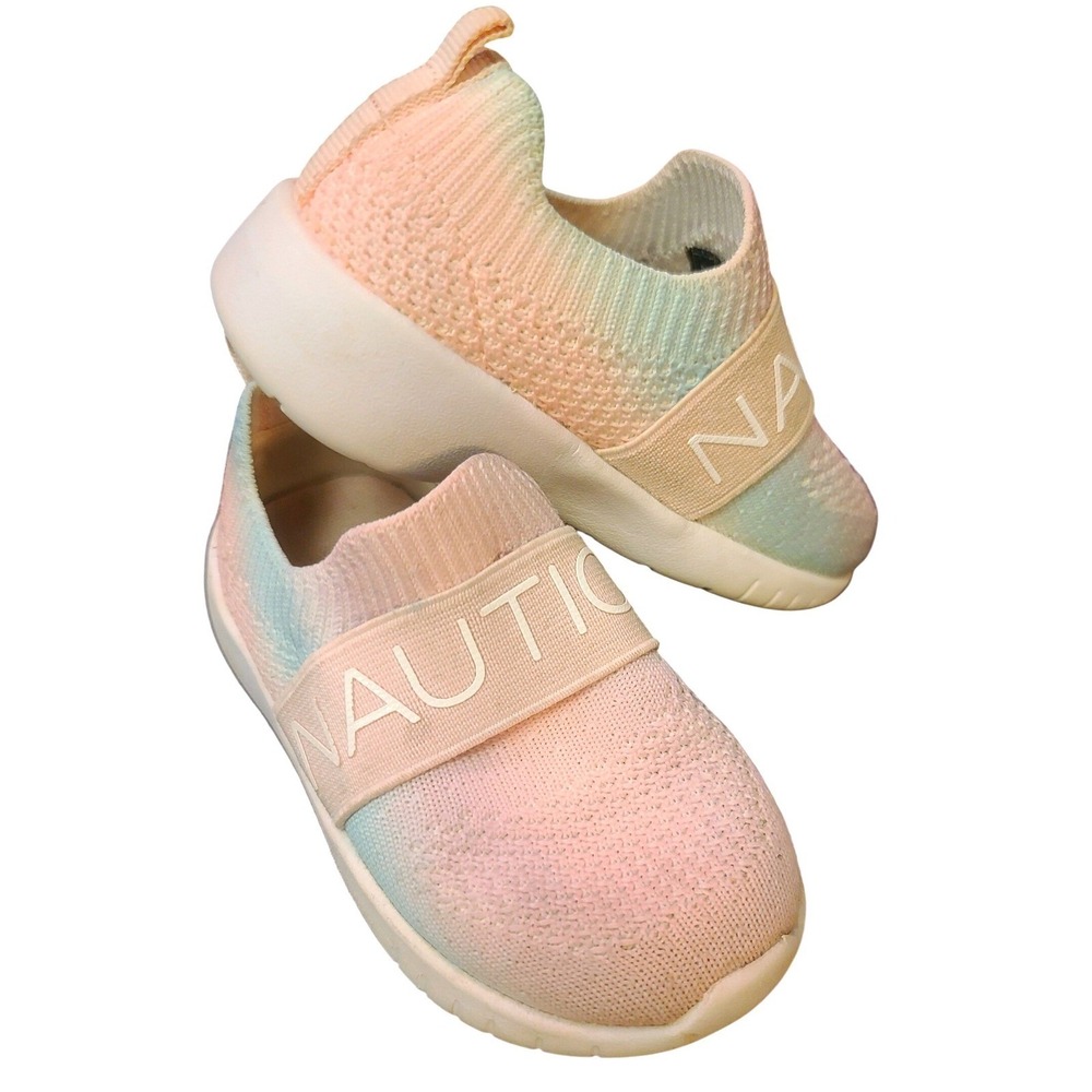 Nautica West Deck Toddler Shoes Sz 6 Pastel Ombre Rainbow‎ Knit Slip On Sneakers
